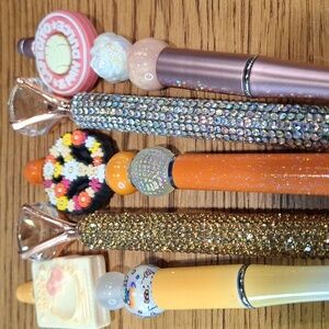 Set of Decorative Pens with Crystals & Charms